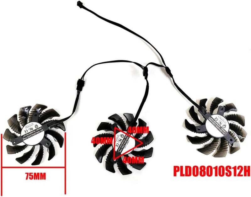 LTANDBR مروحة تبريد بديلة 75MM PLD08010S12H لبطاقة الرسوميات Gigabyte Radeon RX 6600 6700 XT RTX 3070 Ti Eagle - Image 3